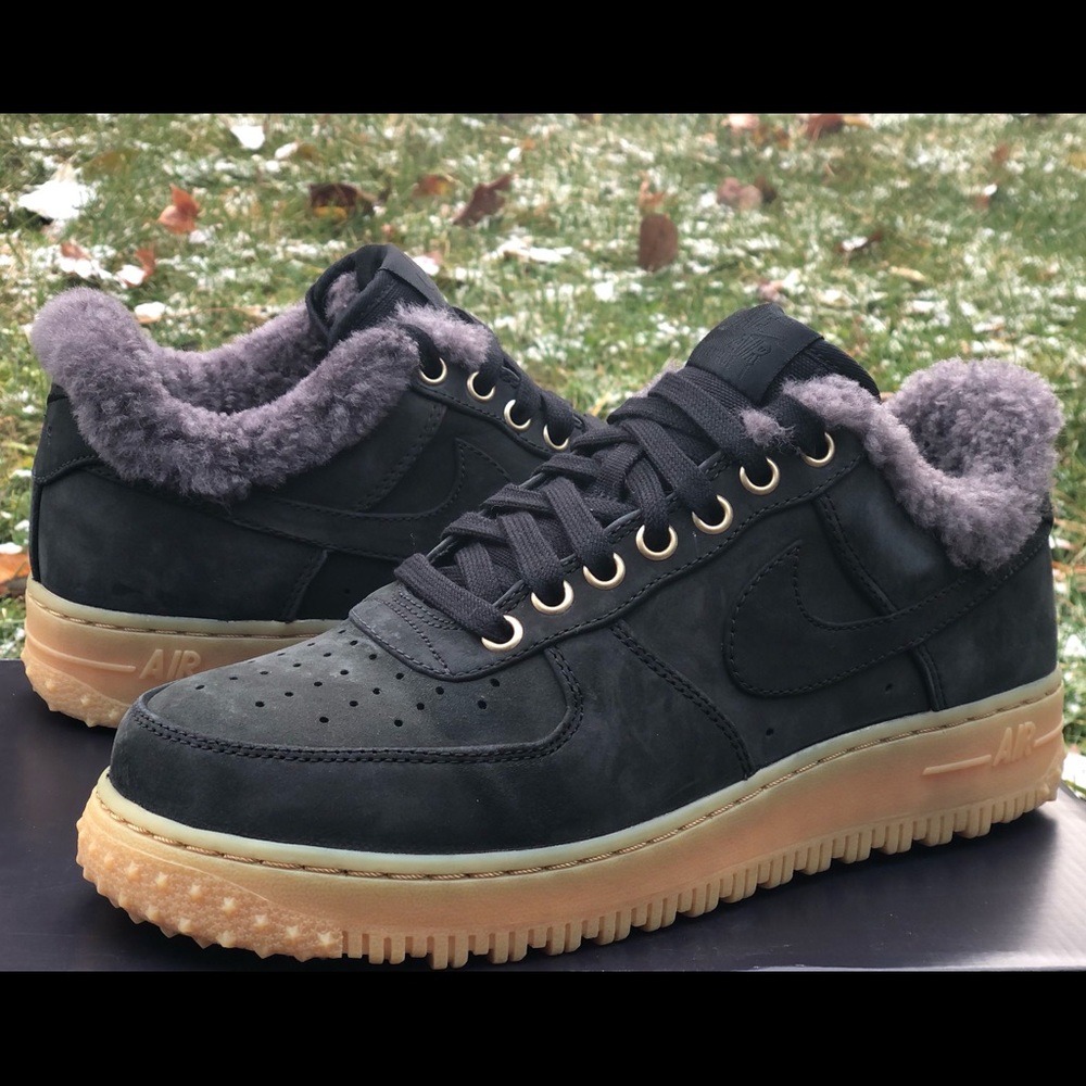 Nike Air Force 1 Premium Winter Shoes Black Grey
